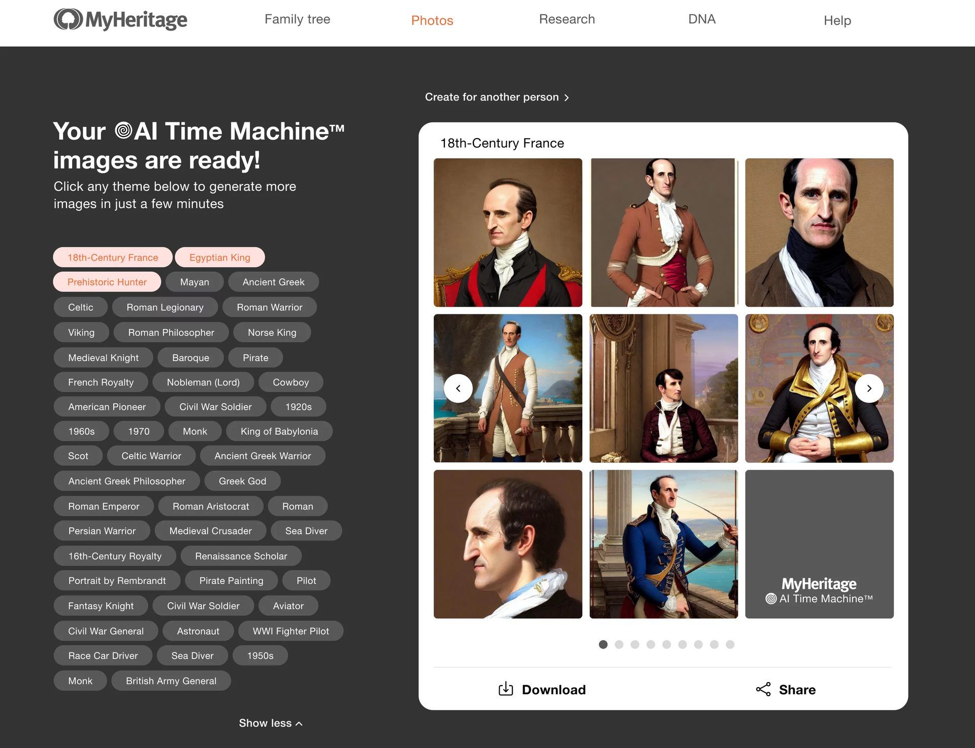 MyHeritage AI Time Machine lets you travel to the most iconic historical eras