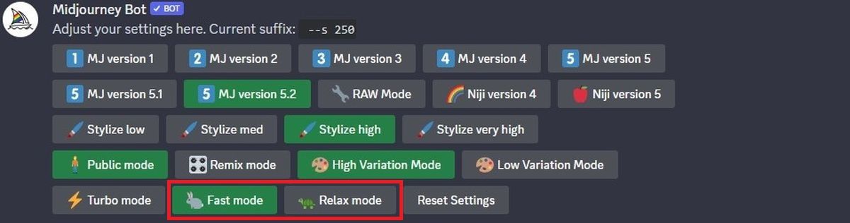 best midjourney settings