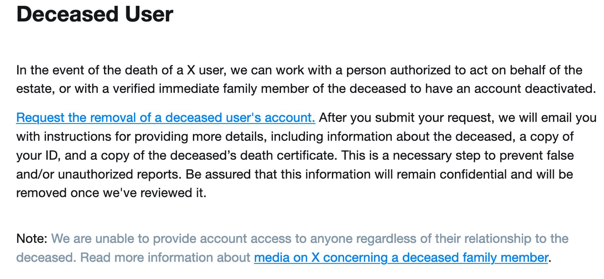 Deceased accounts by platform Facebook Instagram TikTok and X