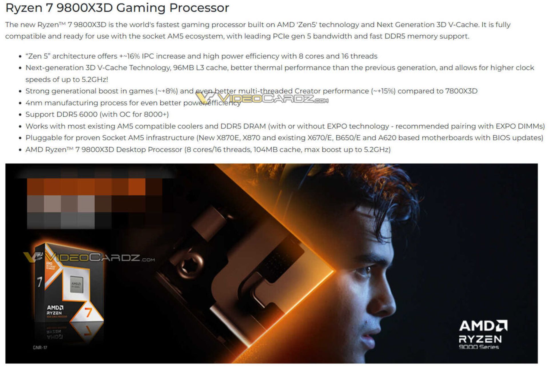 AMD Ryzen 7 9800X3D leak suggests 8% more gaming performance