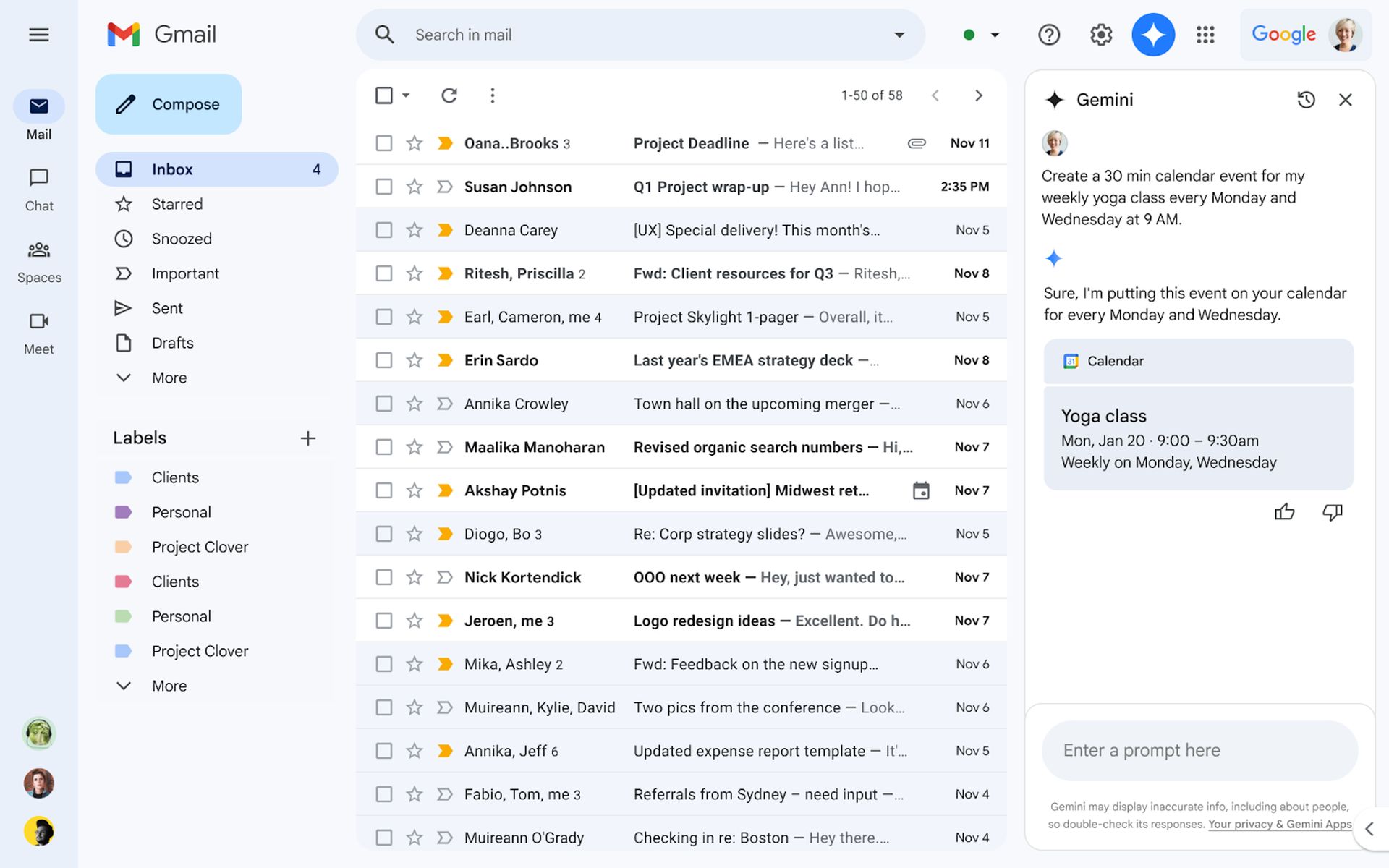 Gmail enhances productivity with new Gemini side panel