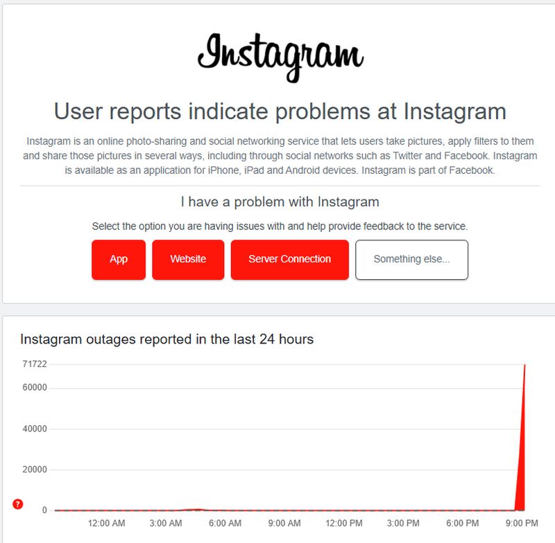 Instagram est en panne