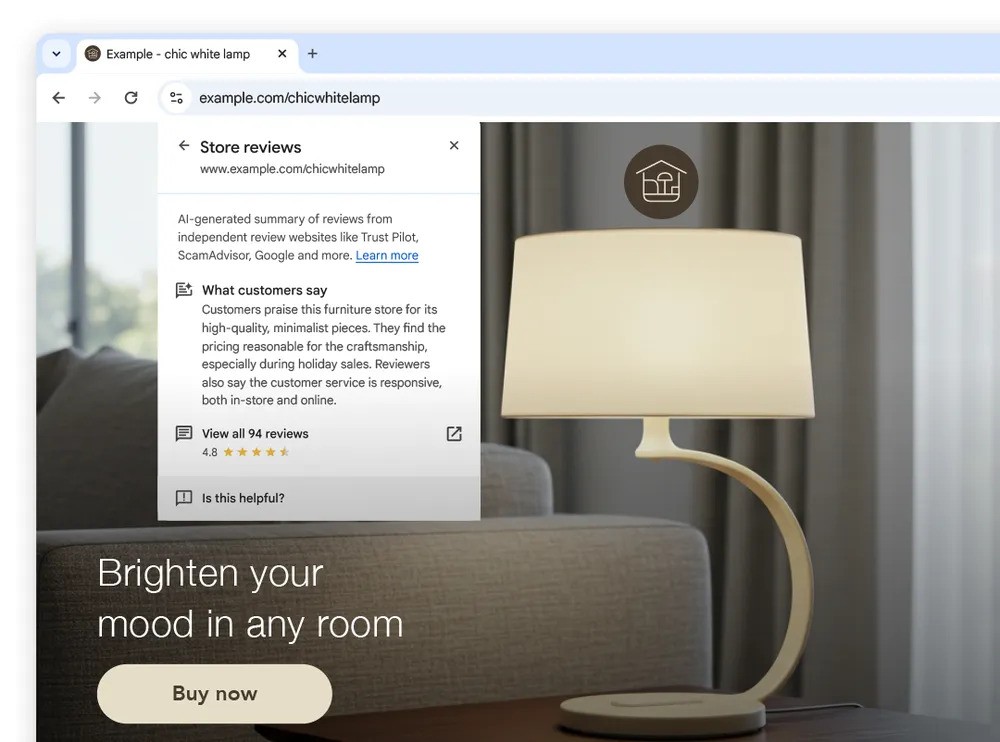 A new Chrome feature gives you an AI summary of any web store