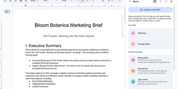 Gemini Gems now live in Docs, Gmail, Sheets