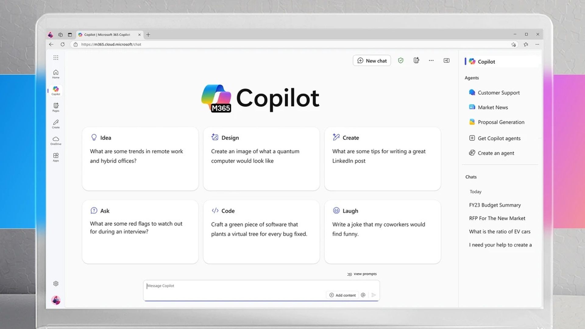 Microsoft 365 business apps Copilot Chat sidebar