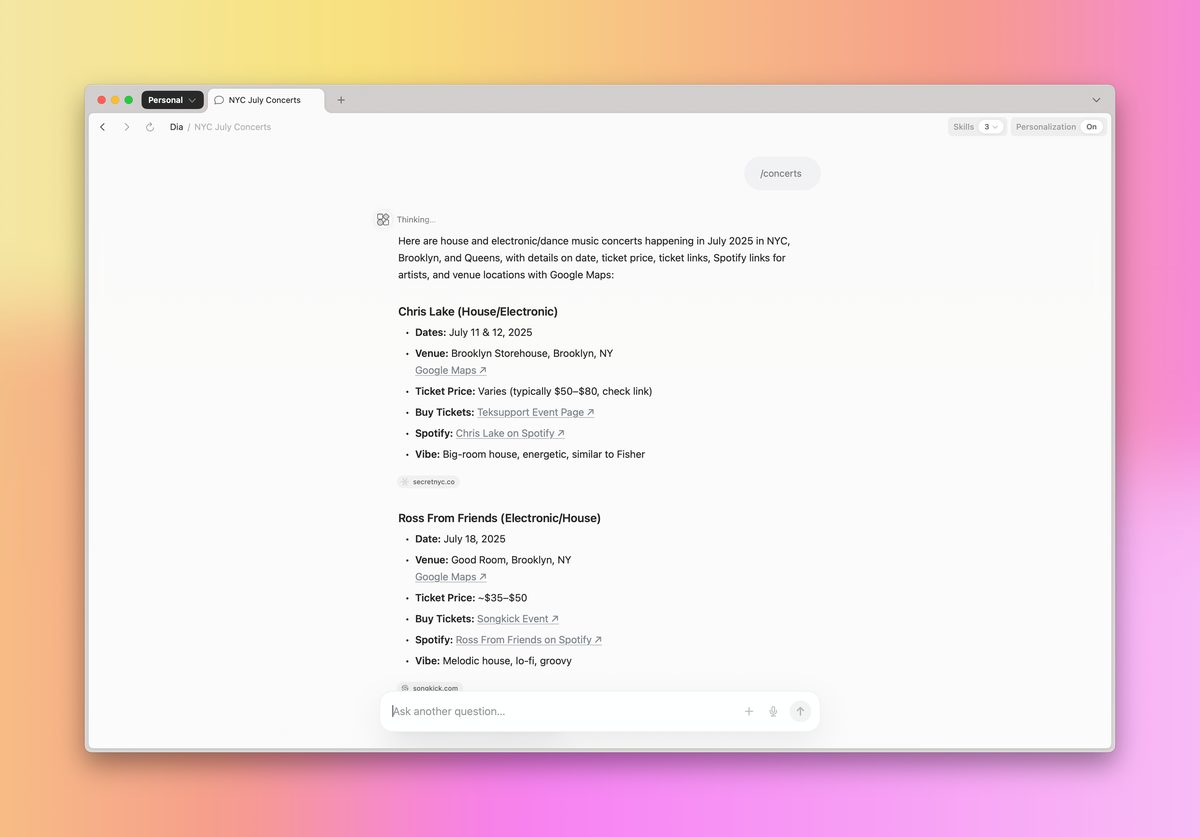 Dia fusionne les outils préférés des fans d’Arc avec la rapidité et la simplicité de l’IA