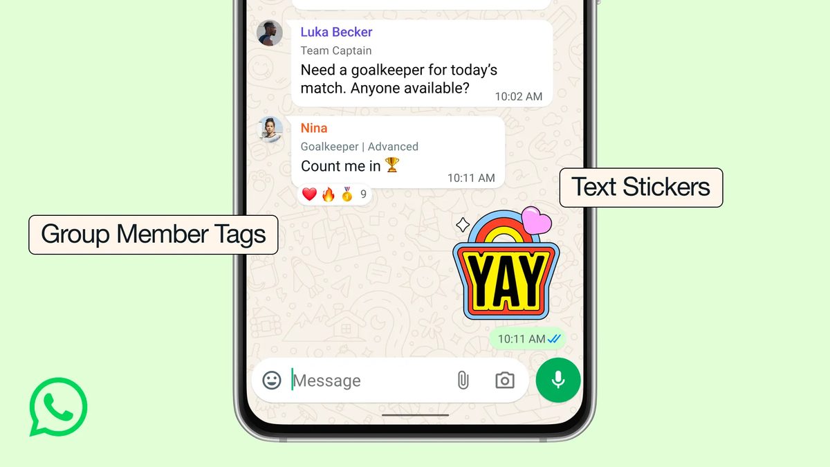 WhatsApp voegt ledentags en tekststickers toe aan groepschats