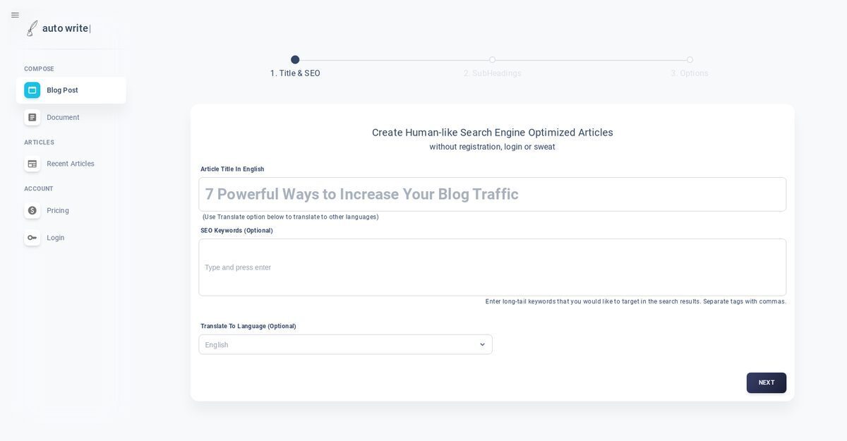 Autowrite App