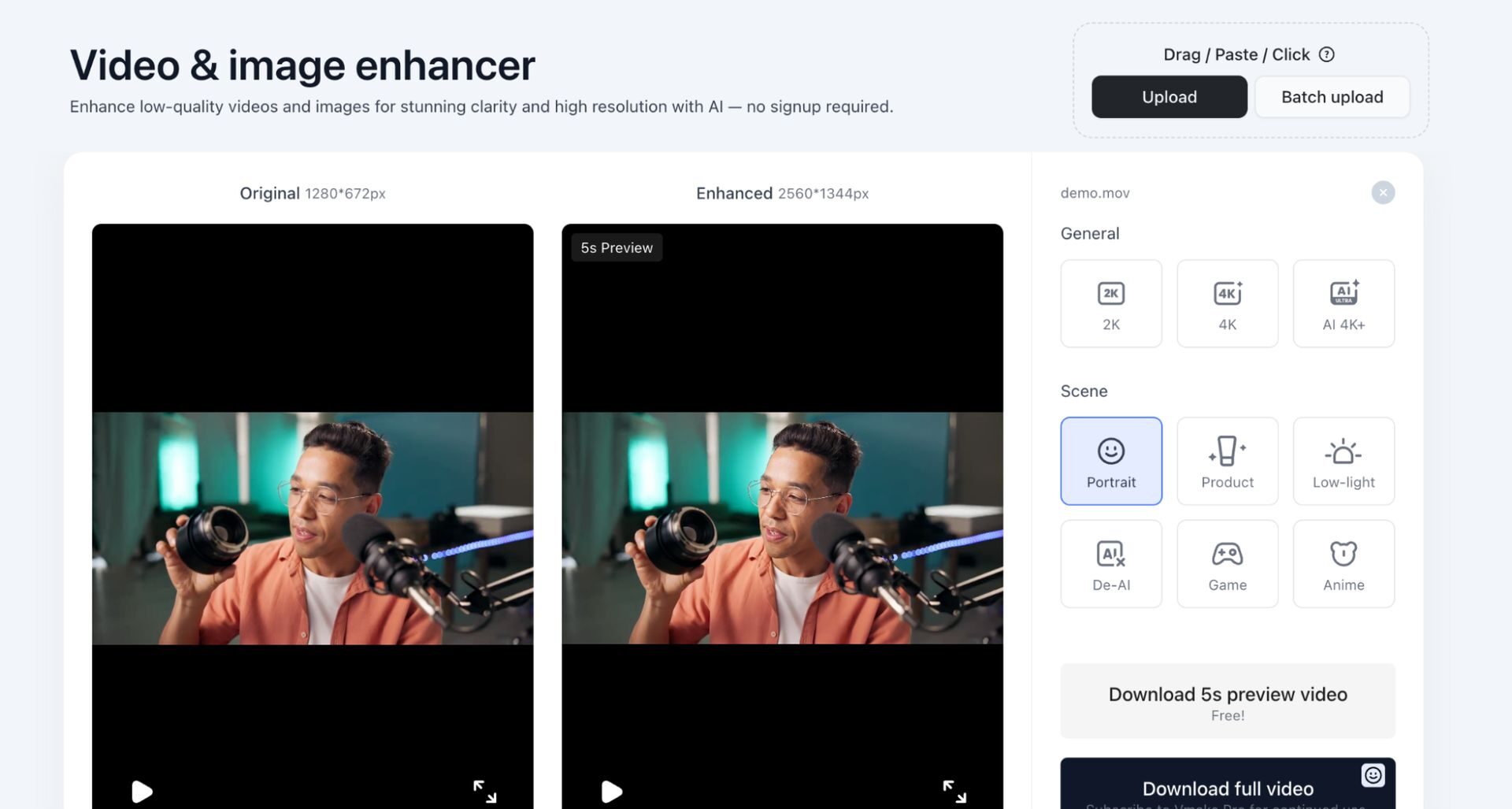 Testing Vmake video enhancer: Real results from enhancement modes 3 Testing Vmake video enhancer: Real results from enhancement modes