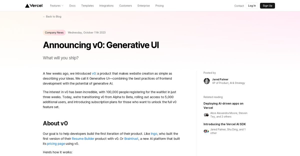 V0 Generative UI