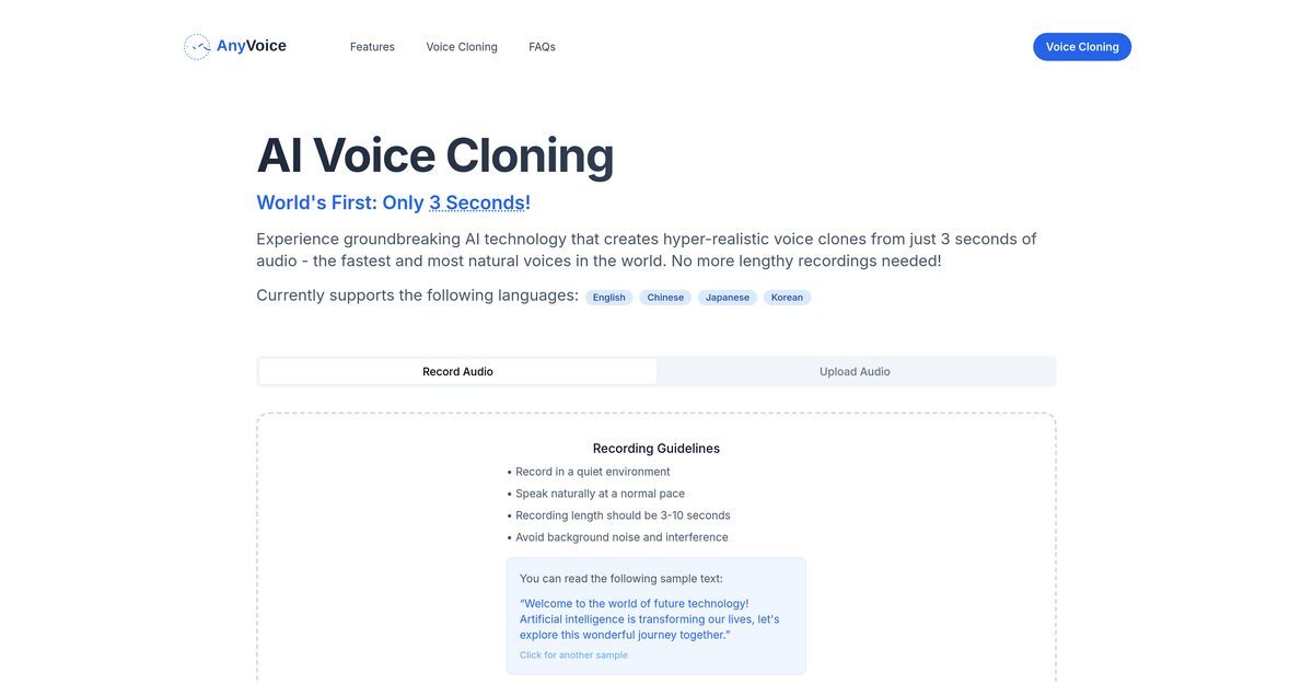 AI Voice Cloning – AnyVoice