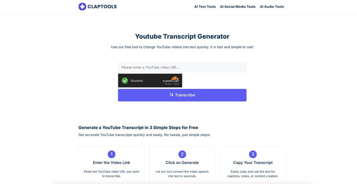 Claptools Free Youtube Transcriptor